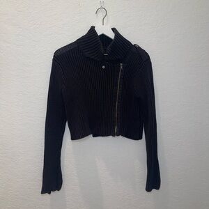 Black Ribbed Knit Jacket